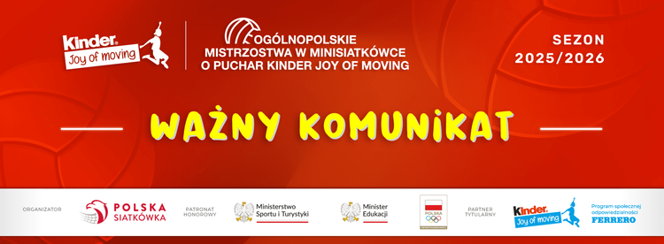 Wielki Finał 2026: informacja o wakatach w „singlach” dziewcząt – KINDER Joy of moving Minisiatkówka